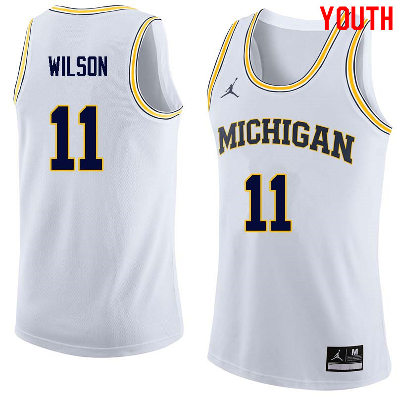 Youth #11 Luke Wilson Michigan Wolverines College Basketball Jerseys Sale-White - Click Image to Close